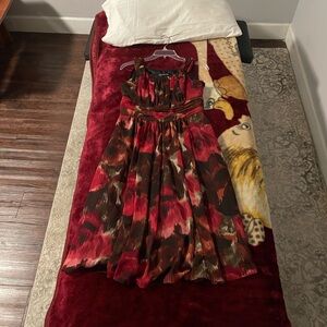 Jones New York Red and Brown Midi Dress